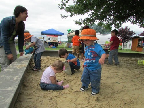 An oversized sandbox will be fun for everyone.